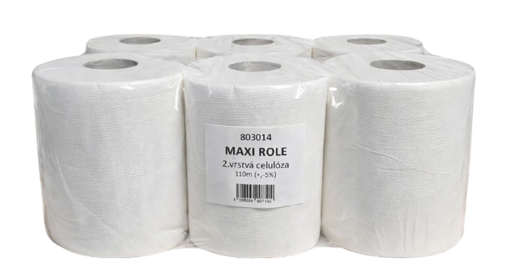 Ručník MAXI celulóza, 2vrst.,6ks,110m, 450útržků, výška 19cm,střed.odvíjení