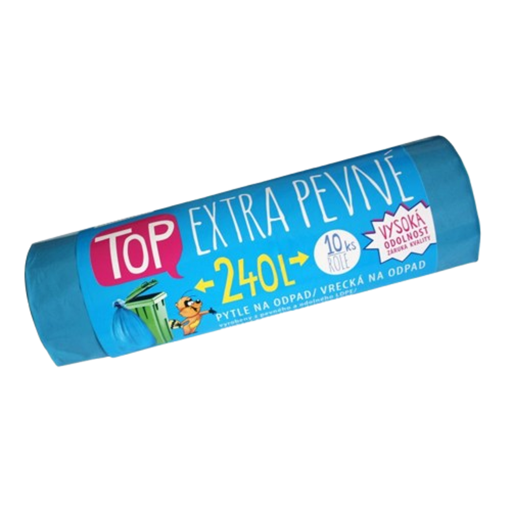 Pytle na odpad LDPE 240l, 10ks/role, extra pevné, modré