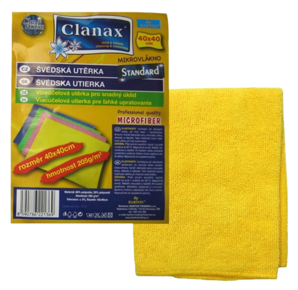 Švédská utěrka Clanax 40x40cm 205g/m2 žlutá