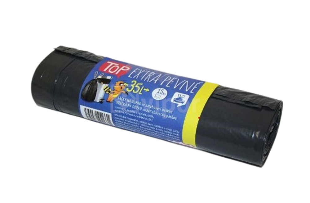 Sáčky na odpad LDPE extra TOP, 35l,15ks, 40my, černé