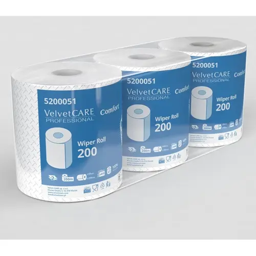 Průmyslová papírová utěrka VelvetCARE Professional 800 bílá, 2vrstvy, 200m - 3ks
