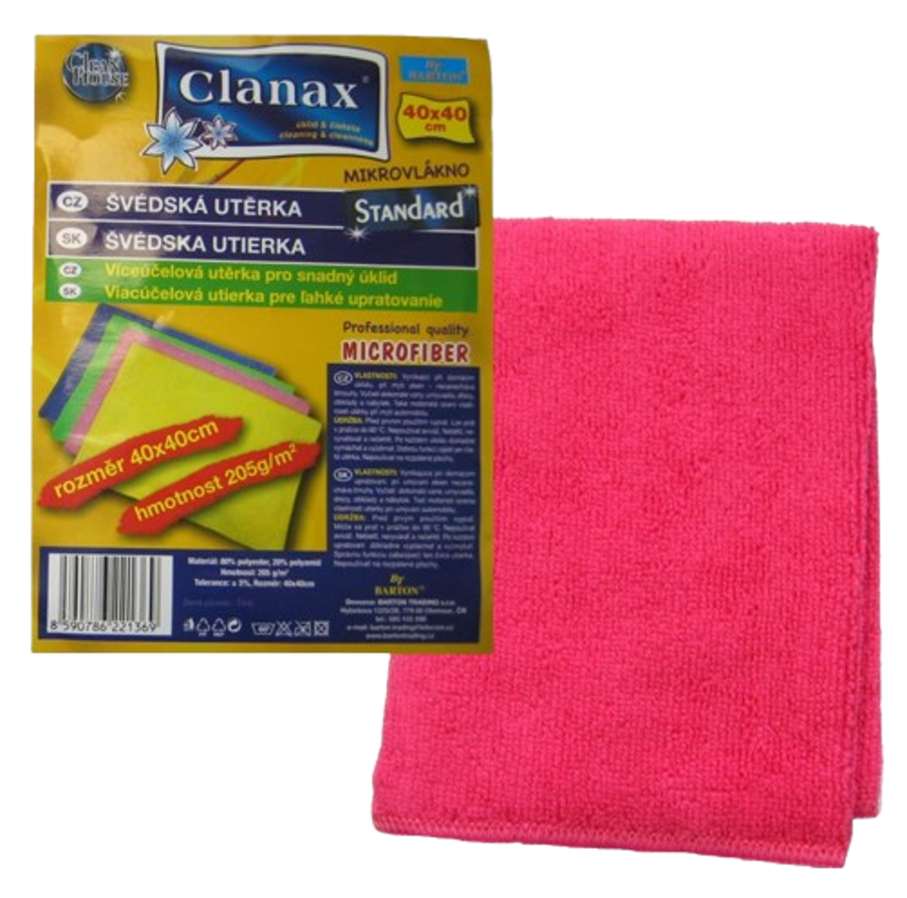 Švédská utěrka Clanax 40x40cm 205g/m2 růžová