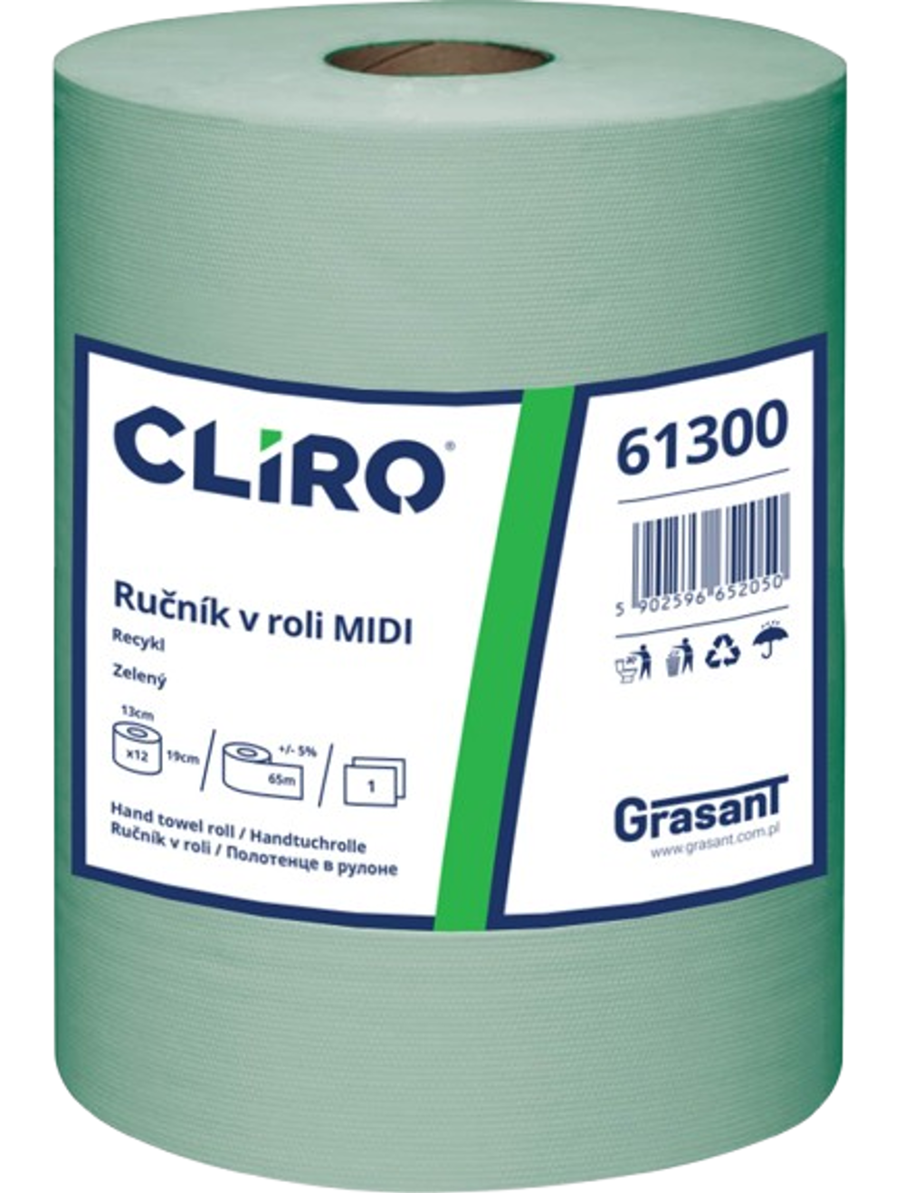Ručník v roli Cliro MIDI 1vr, 65m, 12ks (61300) zelený, recykl.