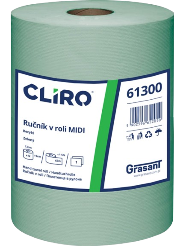 Ručník v roli Cliro MIDI 1vr, 65m, 12ks (61300) zelený, recykl.