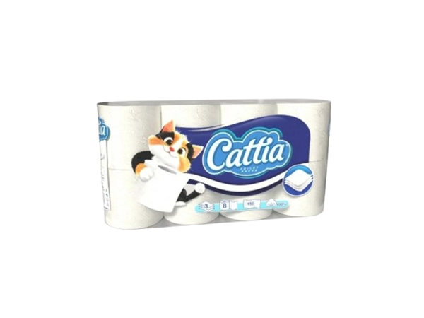 Cattia toaletní papír 3vrstvý, 15m, 8ks