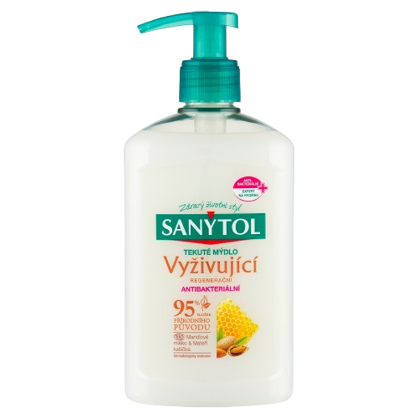 SANYTOL antb. mýdlo 95% přír.složení vyživující 250ml Mand. mléko&Mateří kašička