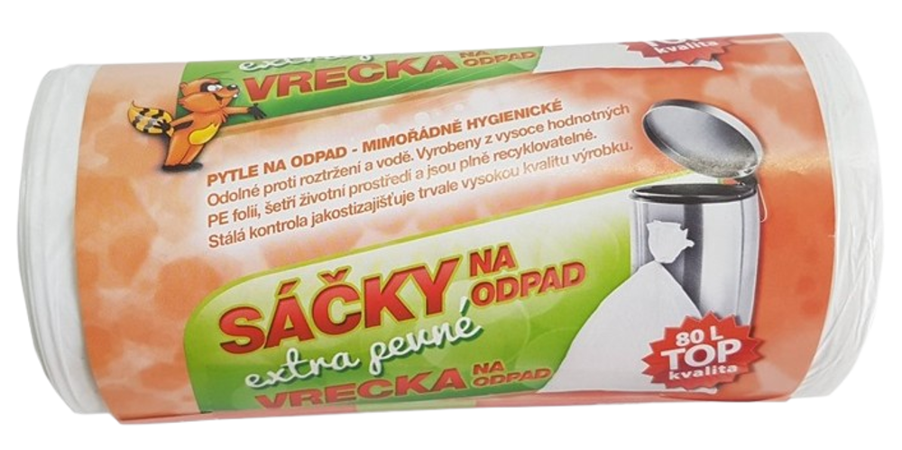 Sáčky na odpad 80l, 40ks, 10my, 63x85cm, bílé, pevné