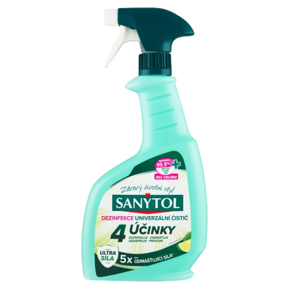 SANYTOL Dezinfekce univerzální čistič sprej 4 účinky 500ml Limeta