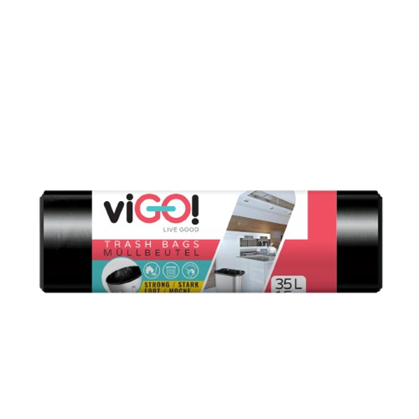 Pytle na odpad viGO! LDPE Q001, 35l, 15ks/role, 24my, 50x60cm, černé