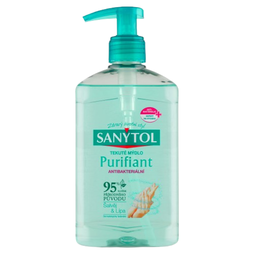 SANYTOL antb. mýdlo 95% přír.složení Purifiant Šalvěj&Lípa 250ml