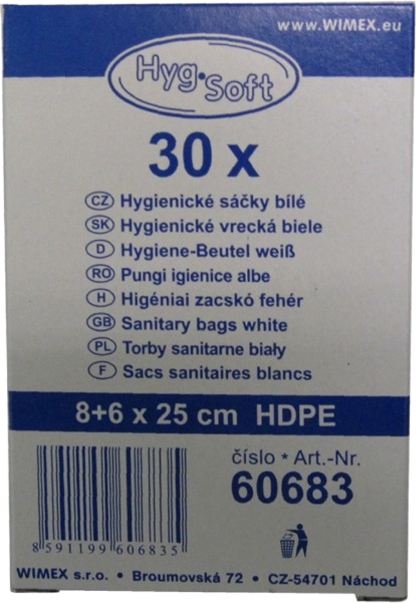 Hygienické sáčky 30ks dámské, mikrotenové (80x60x250mm), 15my