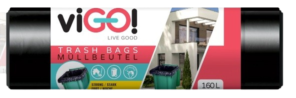 Pytle na odpad viGO! LDPE Q113, 160l, 10ks/role,  90x110cm, černé