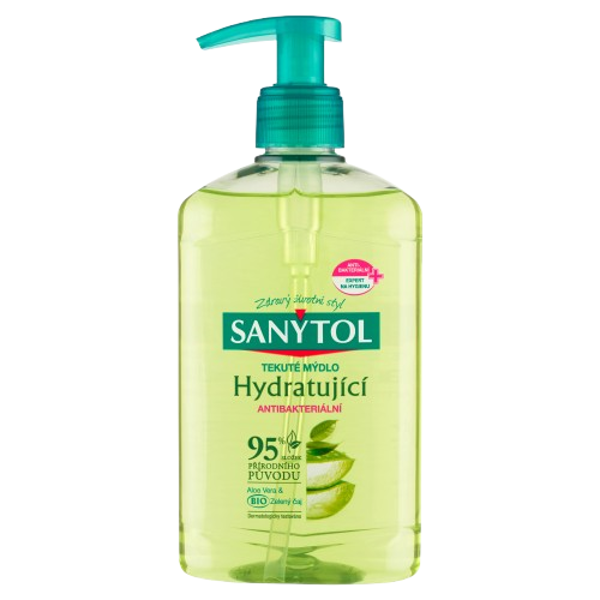 SANYTOL antb.mýdlo 95% přír.složení hydratující 250ml Aloe Vera&Zelený čaj