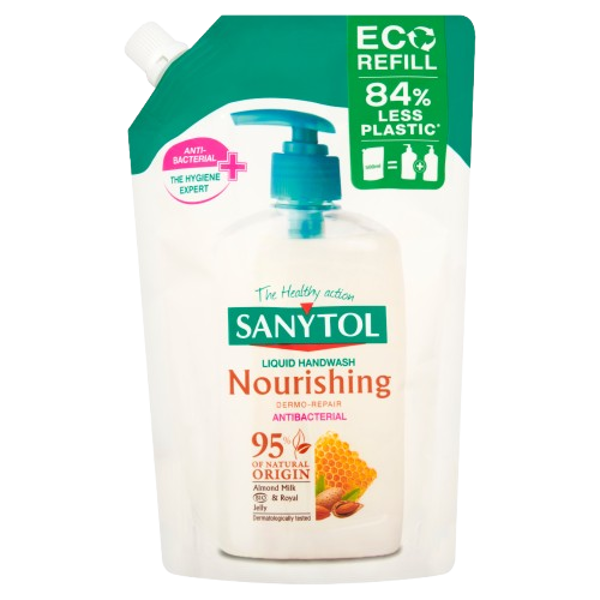 SANYTOL antb. mýdlo 95% přír.složení vyživující náplň 500ml Mand. mléko&Mateří kašička