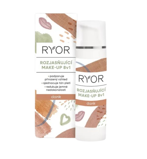 RYOR Rozjasňující make-up 8v1 DARK 30ml dávkovač