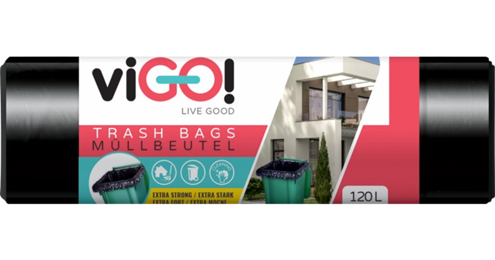 Pytle na odpad viGO! LDPE Q003, 120l, 10ks, 70x105cm, černé