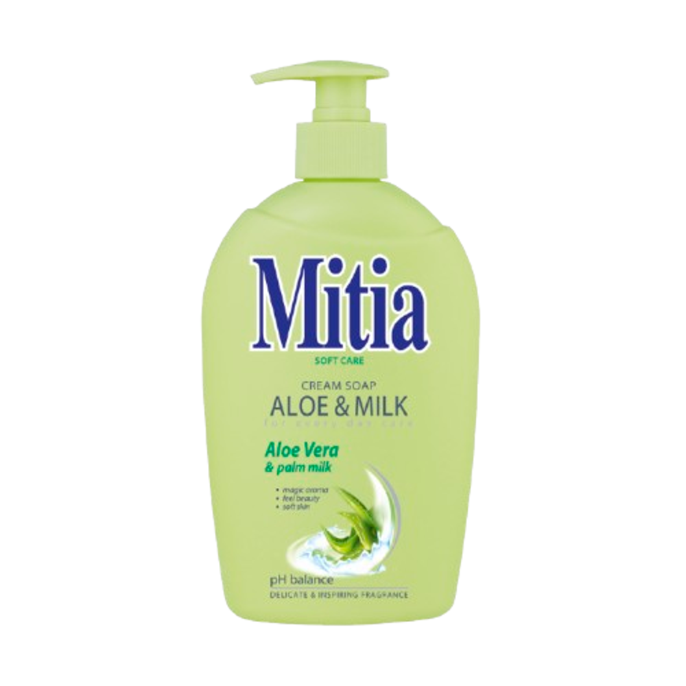 Mitia tekuté mýdlo 500ml Aloe&Milk s dávkovačem