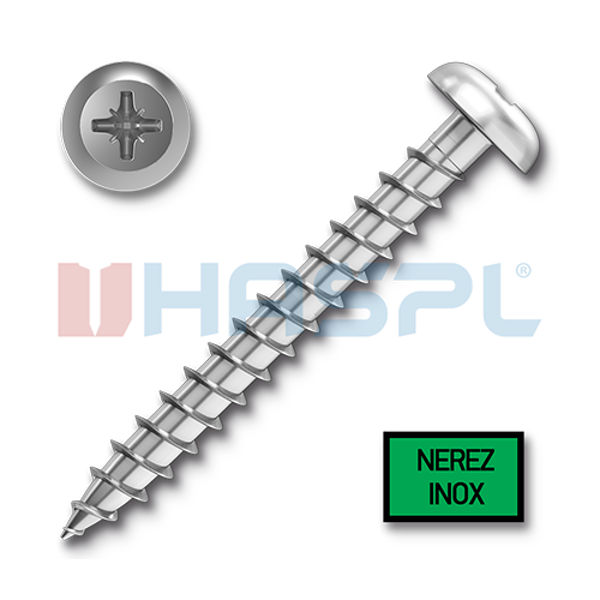 Vrut univerzální 3,0x10 PHH PZ1 NEREZ A2 závit celý půlkul. hlava