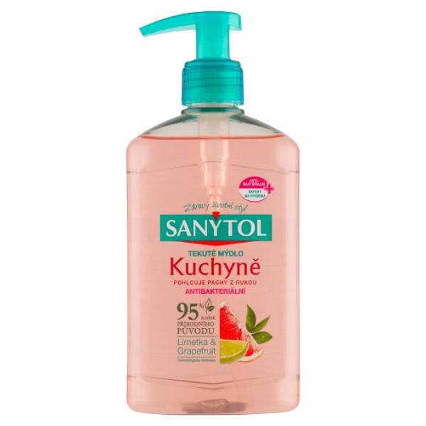 SANYTOL antb. mýdlo 95% přír. složení kuchyně 250ml Limetka&Grapefruit