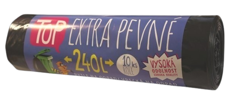Pytle na odpad LDPE 240l, 10ks/role, extra pevné, černé (90x110cm,35my)