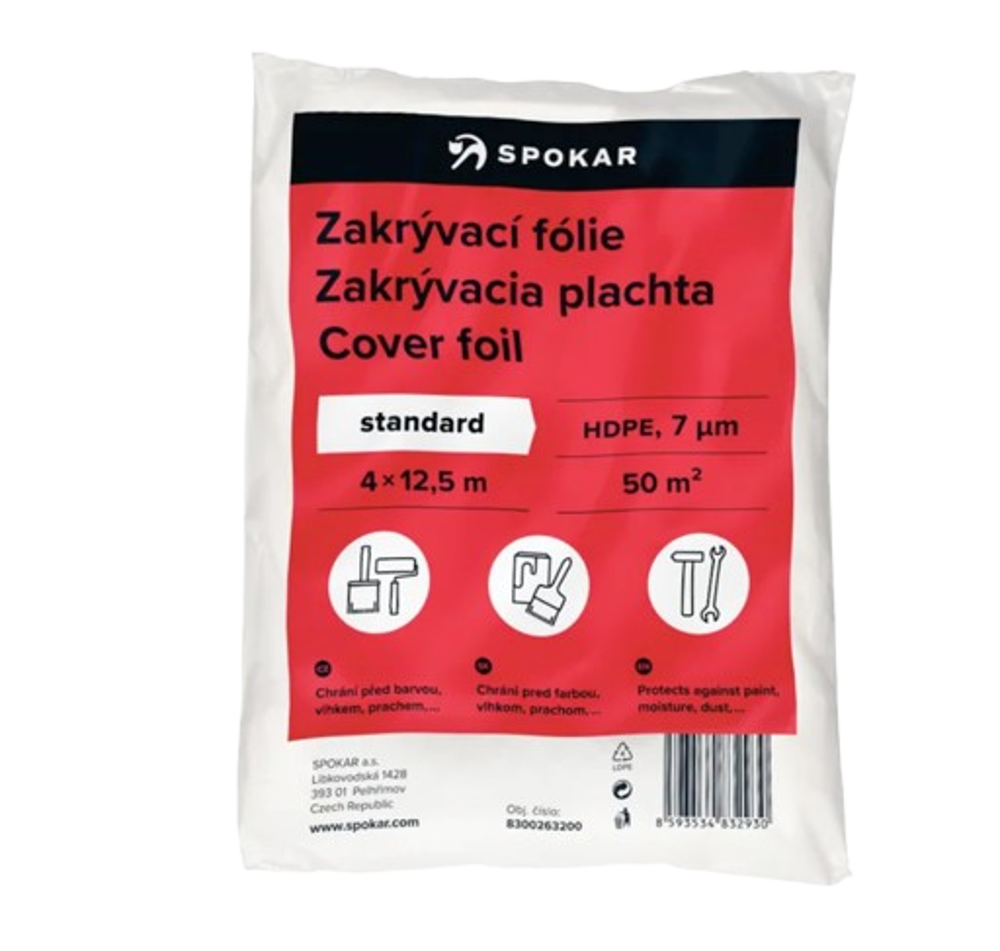 Zakrývací fólie 4x12,5m HDPE 7my