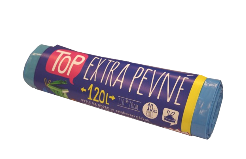 Pytle na odpad LDPE 120l, 10ks/role, 35my, 70x110cm, zatahovací, modré